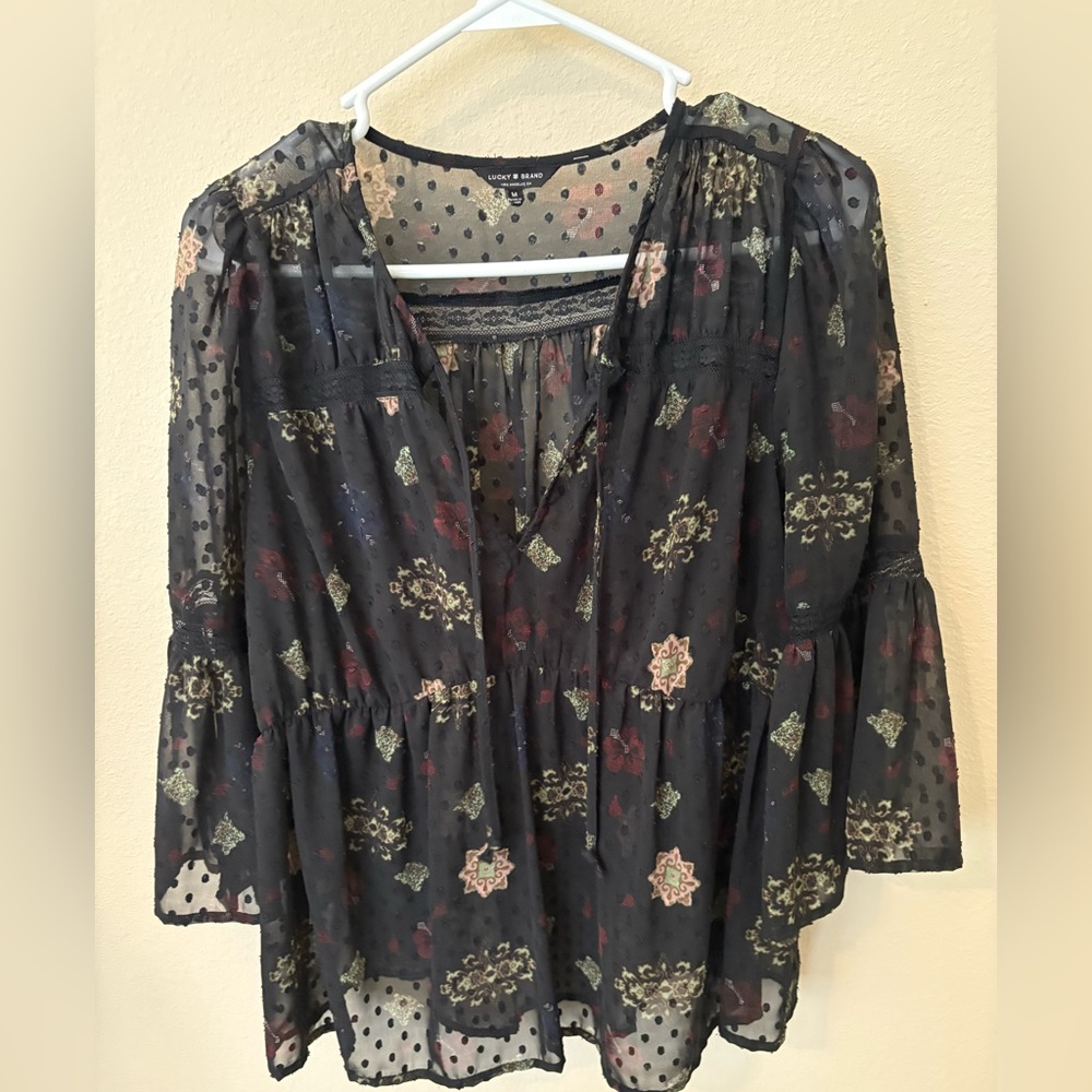 Lucky Brand Ruffle Sleeve Top